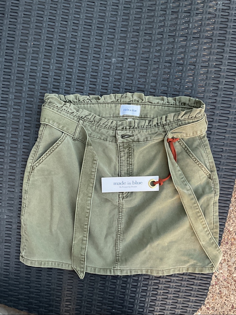 Made in blue olive utility mini skirts